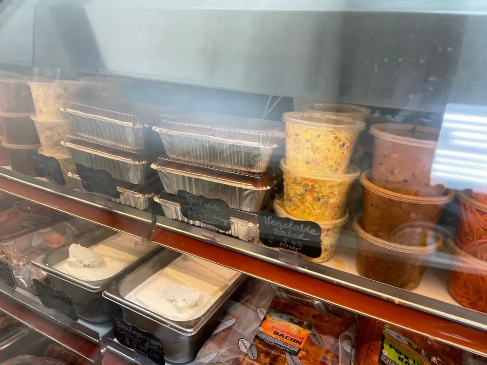 Prepared salads and spreads in the deli case